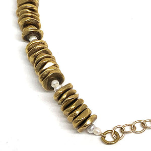 Ribbed brass necklace