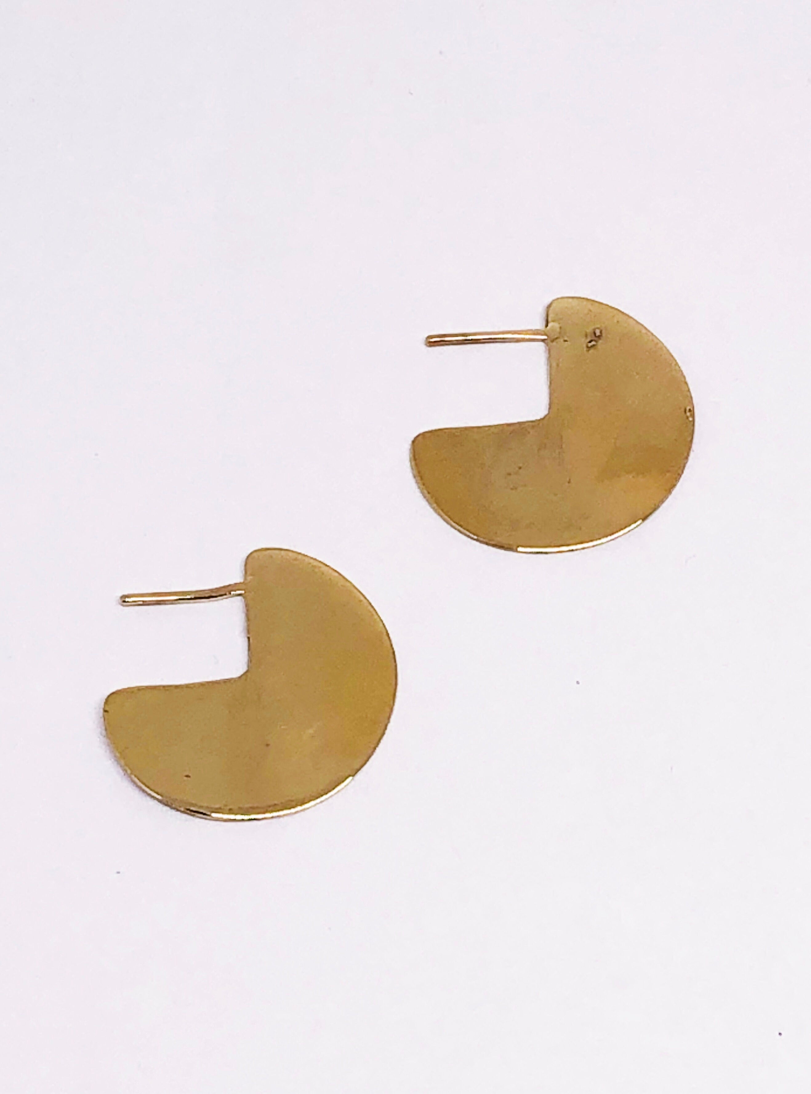 Small Pie Earrings - Brass