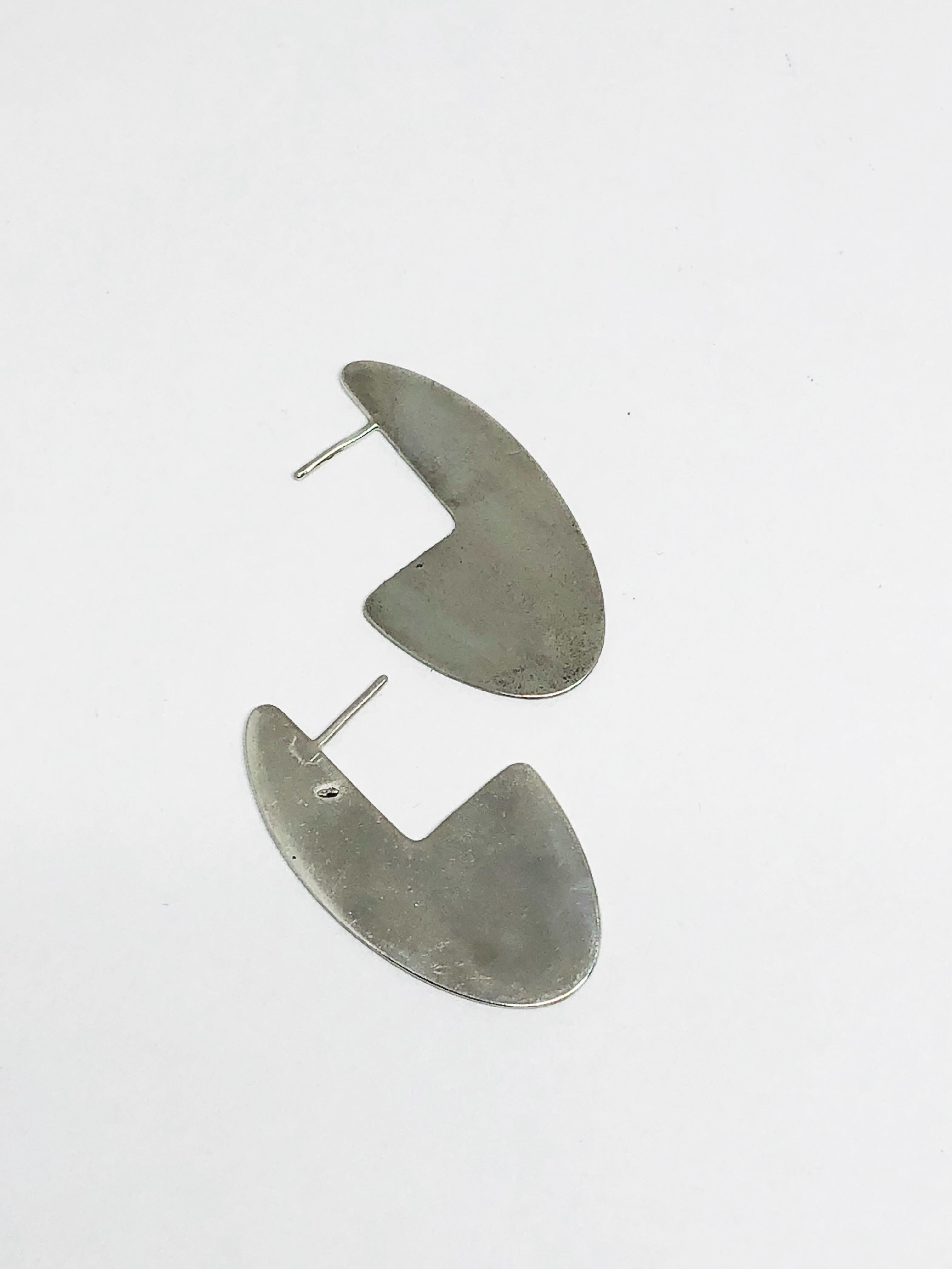 Large Oblong Earrings - Silver